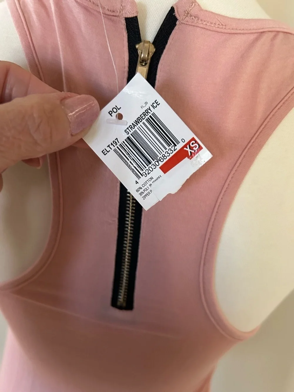 POL Strawberry Ice Sleeveless Tank with Front Zip - Pink